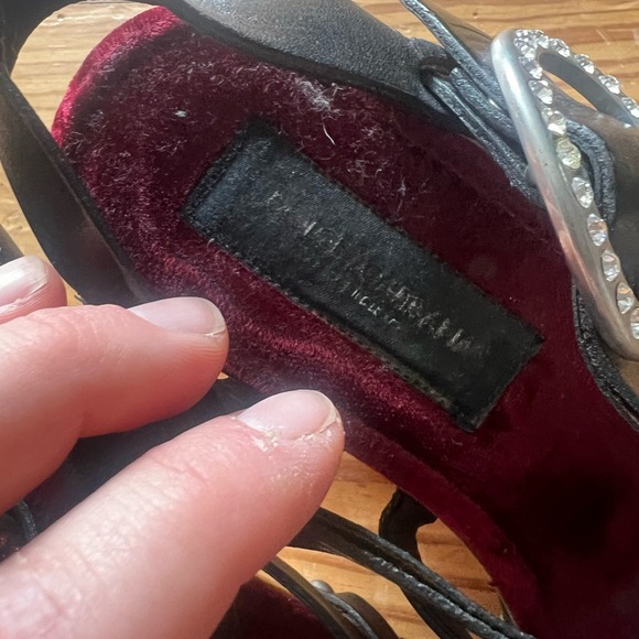 Y2K Dolce & Gabbana Black Leather Platform Wedge Ankle Strap Sandals Size 36.5 - Picture 11 of 14